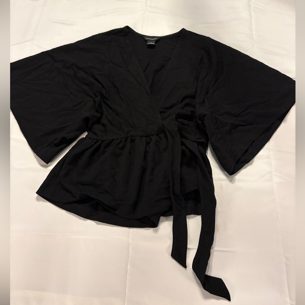 Club Monaco Elegant Black Kimono Style Top